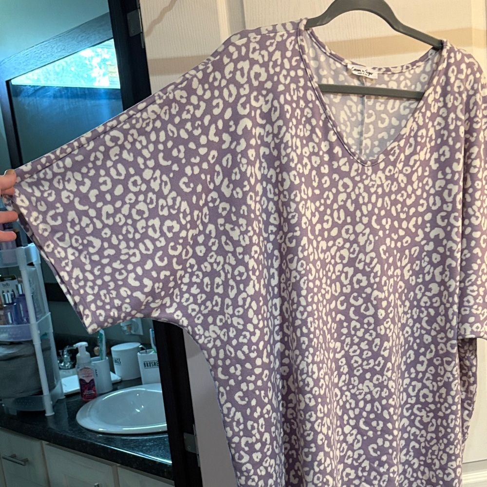 Purple Leopard Print Women's Blouse